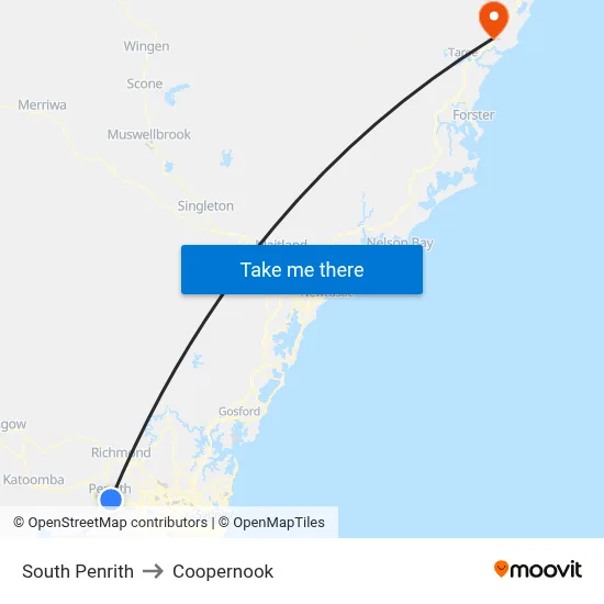 South Penrith to Coopernook map