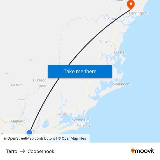 Tarro to Coopernook map