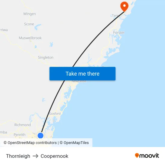 Thornleigh to Coopernook map