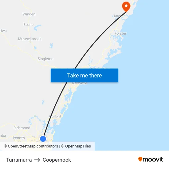 Turramurra to Coopernook map