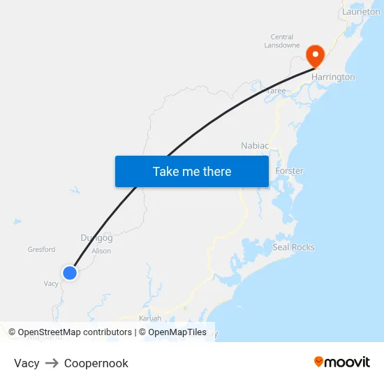 Vacy to Coopernook map