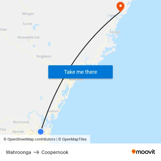 Wahroonga to Coopernook map