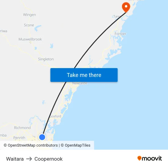 Waitara to Coopernook map