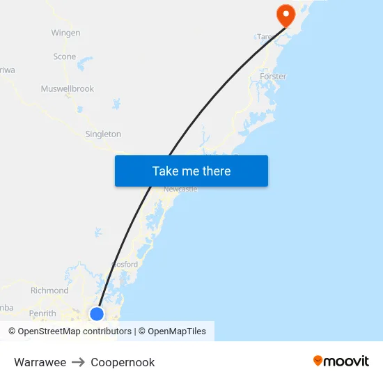 Warrawee to Coopernook map