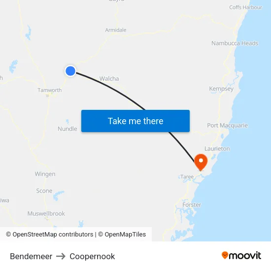 Bendemeer to Coopernook map
