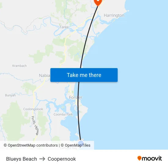 Blueys Beach to Coopernook map
