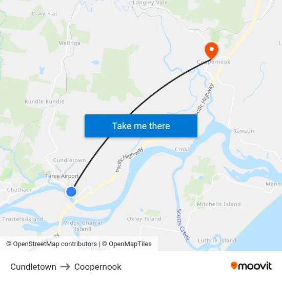 Cundletown to Coopernook map