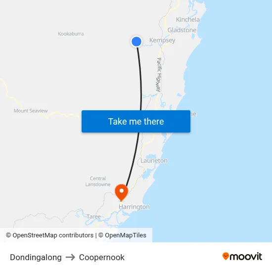Dondingalong to Coopernook map