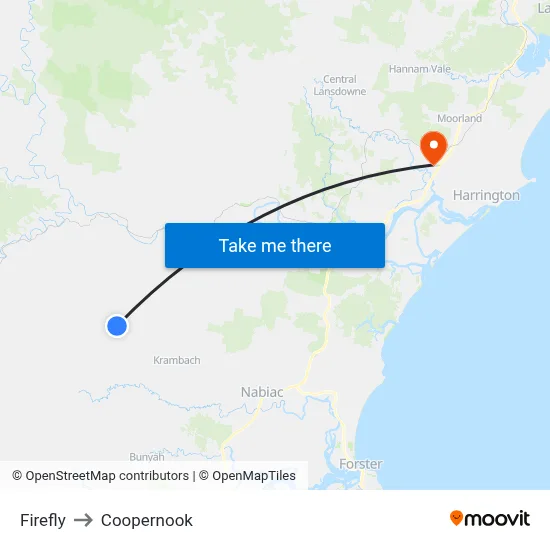 Firefly to Coopernook map