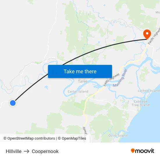 Hillville to Coopernook map