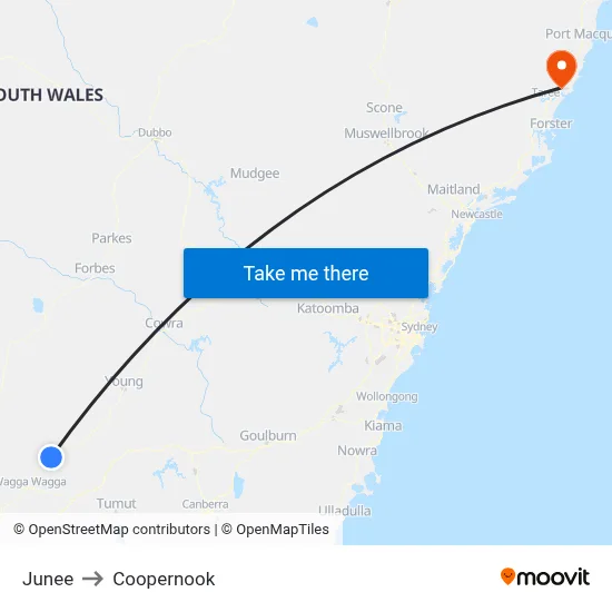 Junee to Coopernook map