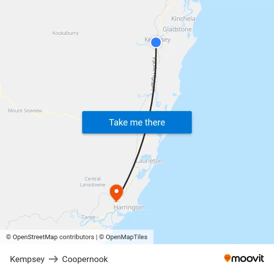 Kempsey to Coopernook map
