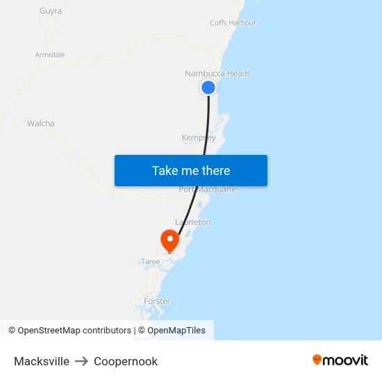 Macksville to Coopernook map