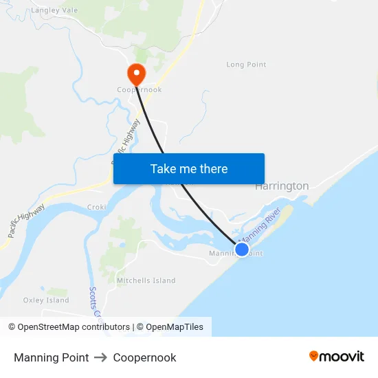 Manning Point to Coopernook map