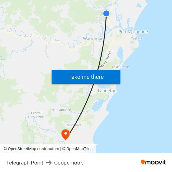 Telegraph Point to Coopernook map
