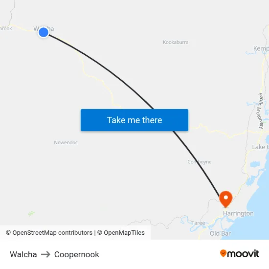 Walcha to Coopernook map