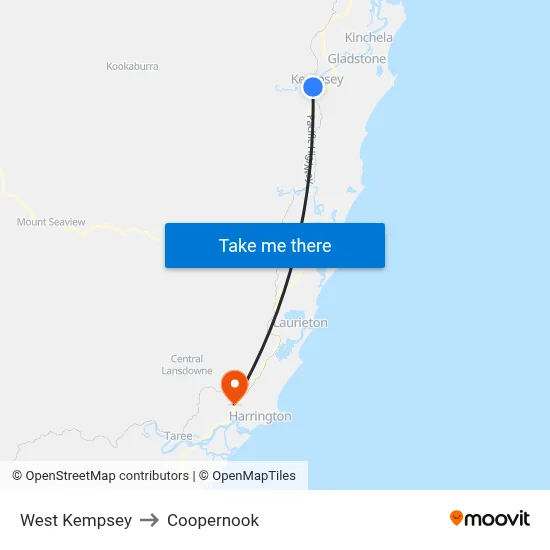 West Kempsey to Coopernook map