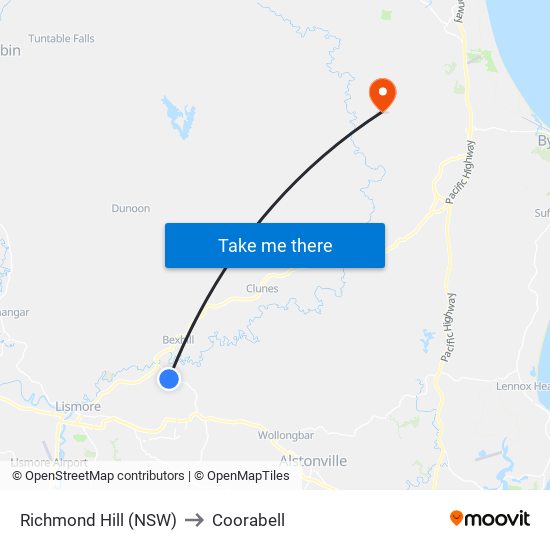 Richmond Hill (NSW) to Coorabell map