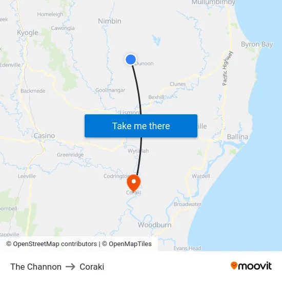 The Channon to Coraki map