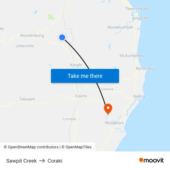 Sawpit Creek to Coraki map