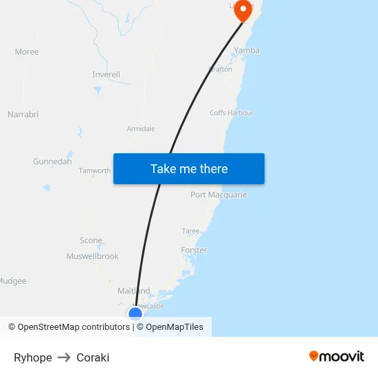Ryhope to Coraki map