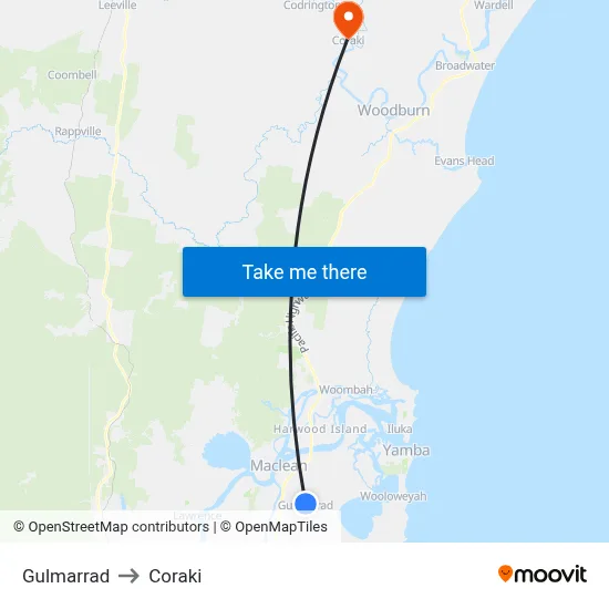 Gulmarrad to Coraki map