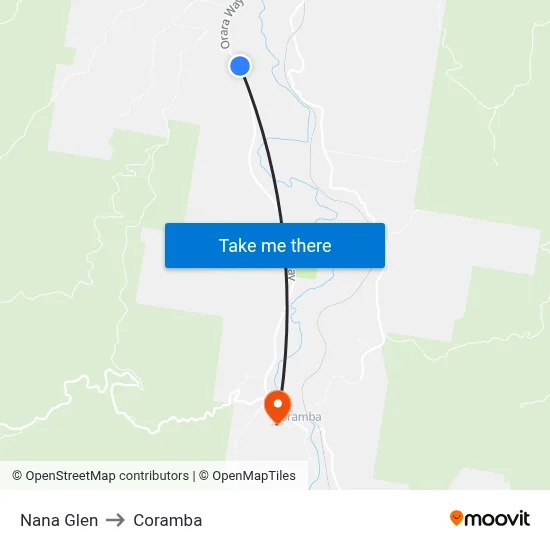 Nana Glen to Coramba map