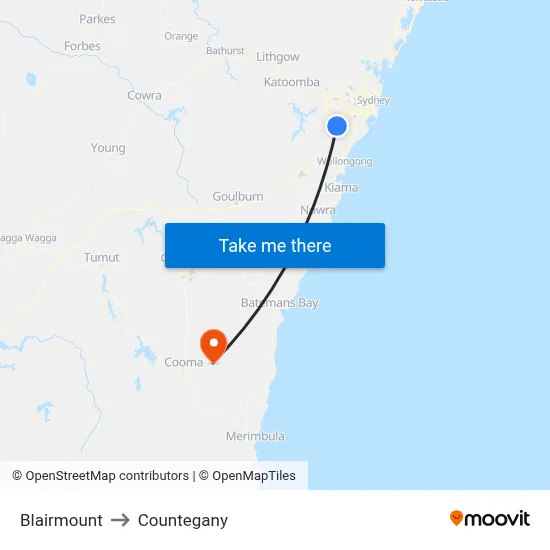 Blairmount to Countegany map