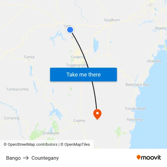 Bango to Countegany map