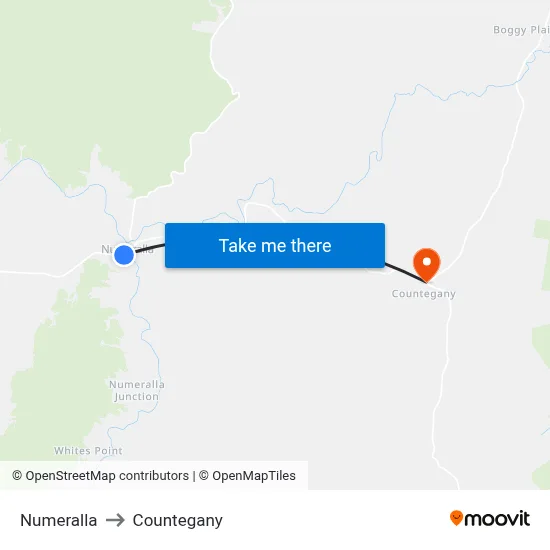 Numeralla to Countegany map