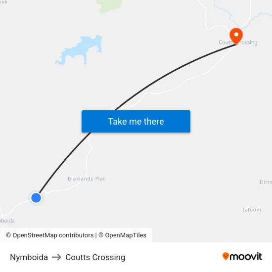 Nymboida to Coutts Crossing map