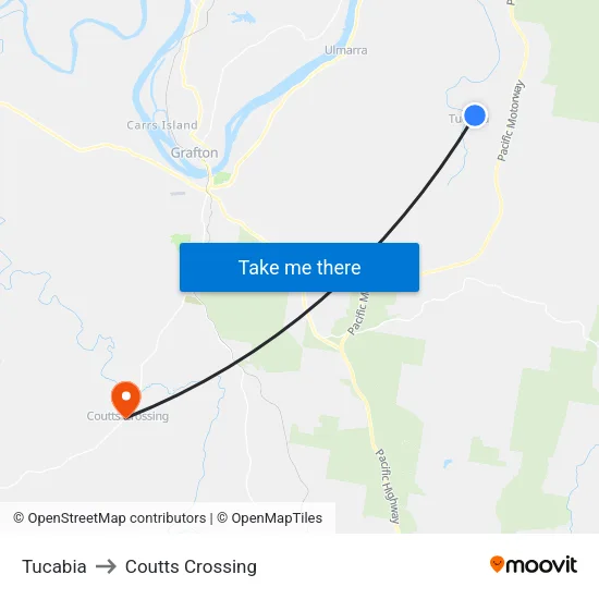 Tucabia to Coutts Crossing map