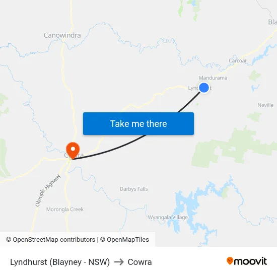 Lyndhurst (Blayney - NSW) to Cowra map