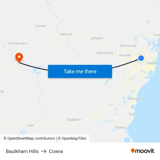 Baulkham Hills to Cowra map