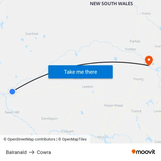 Balranald to Cowra map