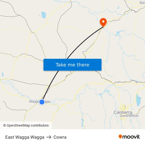 East Wagga Wagga to Cowra map