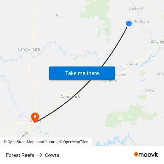 Forest Reefs to Cowra map