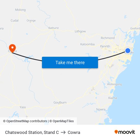 Chatswood Station, Stand C to Cowra map