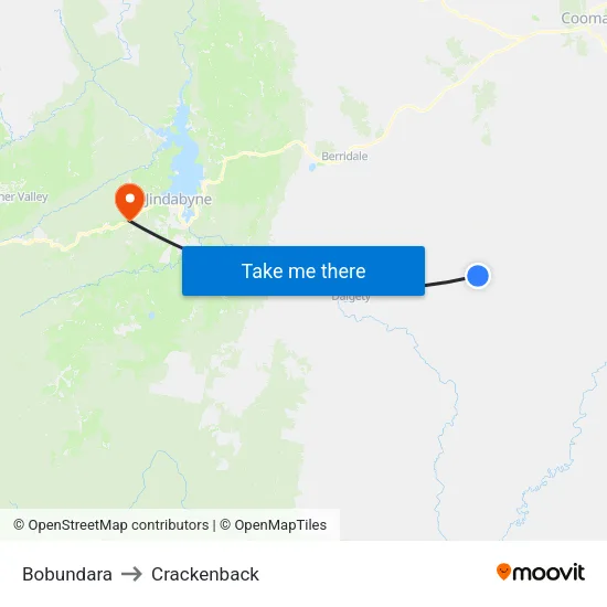 Bobundara to Crackenback map