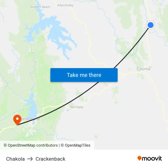 Chakola to Crackenback map