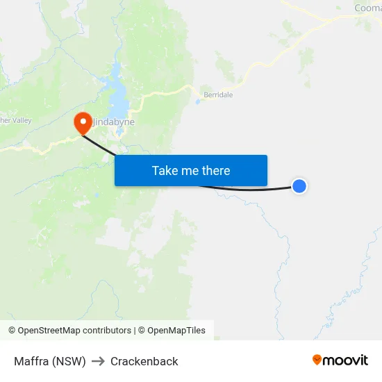 Maffra (NSW) to Crackenback map