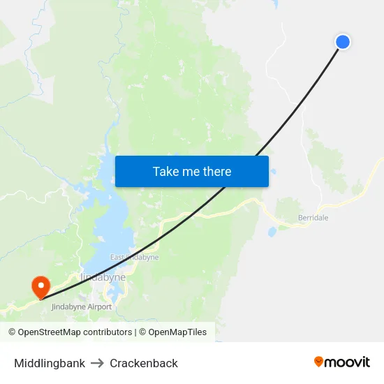 Middlingbank to Crackenback map