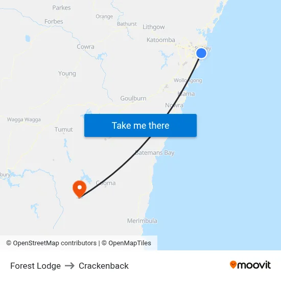Forest Lodge to Crackenback map