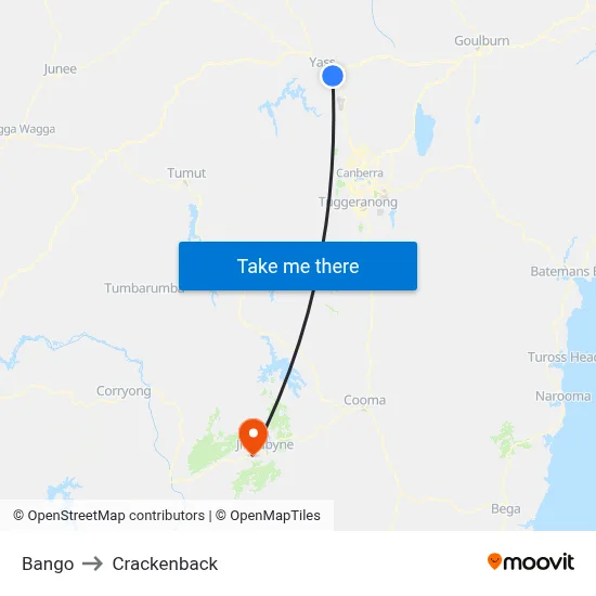 Bango to Crackenback map