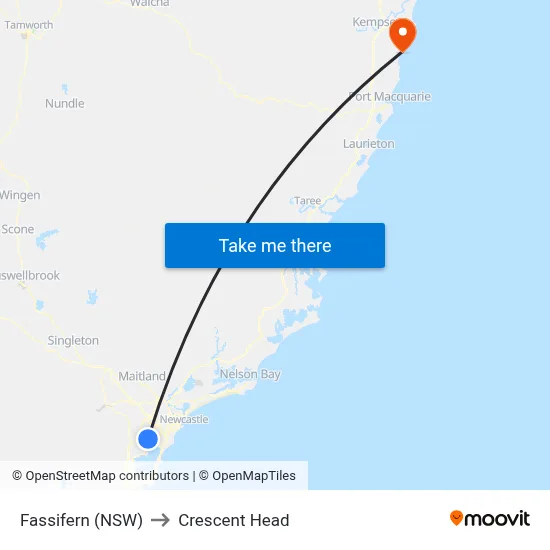 Fassifern (NSW) to Crescent Head map
