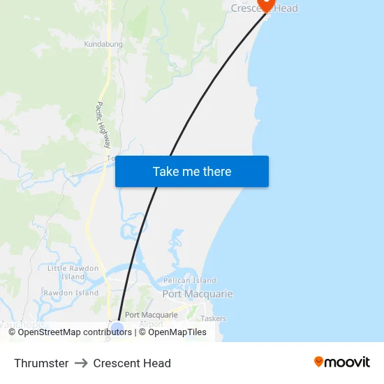 Thrumster to Crescent Head map