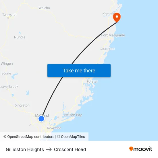 Gillieston Heights to Crescent Head map
