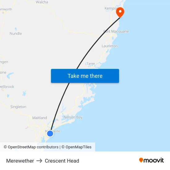 Merewether to Crescent Head map