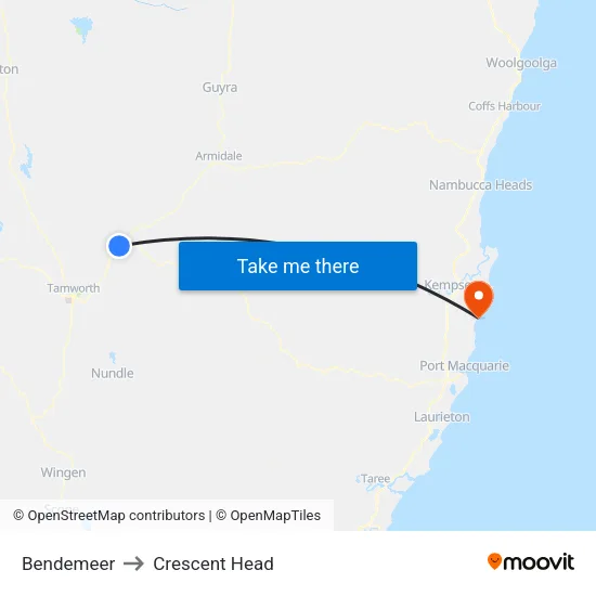 Bendemeer to Crescent Head map