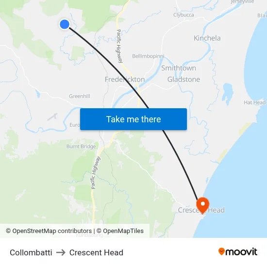 Collombatti to Crescent Head map